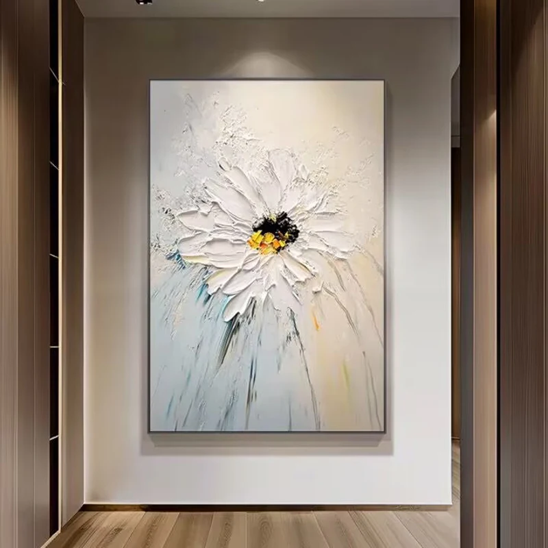 

Modren Home Wall Decor Pure Handmade Abstract Flowers Oil Painting On Canvas Poster High Quality Mural For Living Room Bedroom