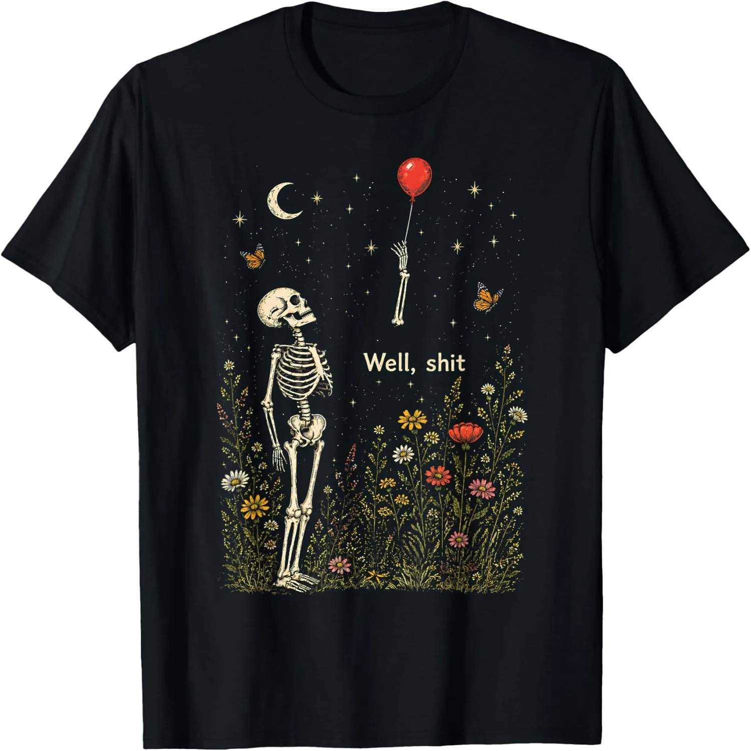 Well Shit Skeleton Lost Balloon Funny Halloween Meme Costume T-Shirt Halloween t-shirt, Gift tee,