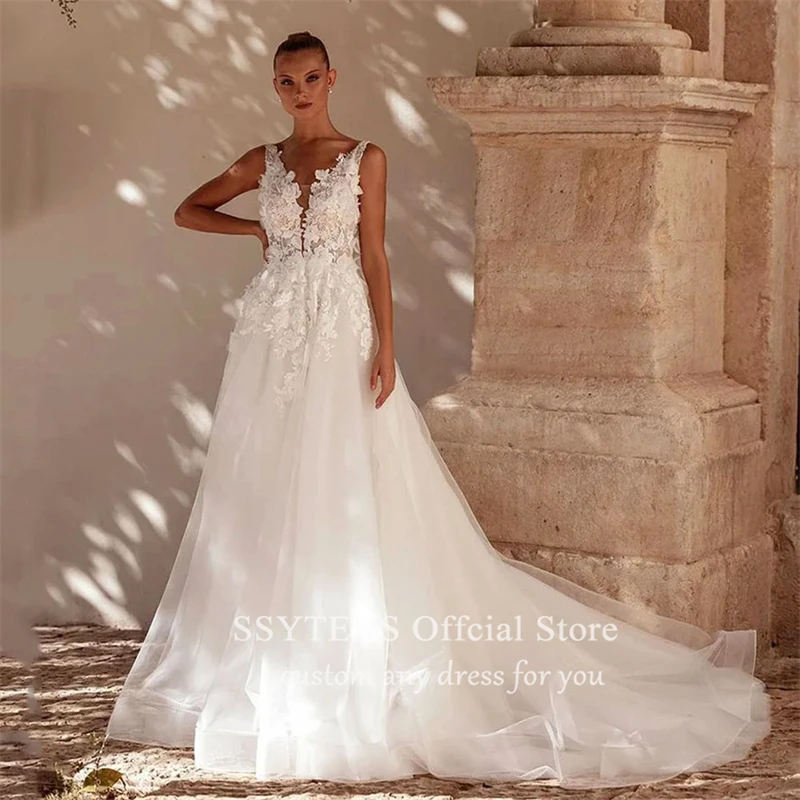 SSYTENS abiti da sposa di lusso con applicazioni di pizzo 3D abito da sposa Off-The-spalla Boho abiti da sposa vestidos de novia 2025