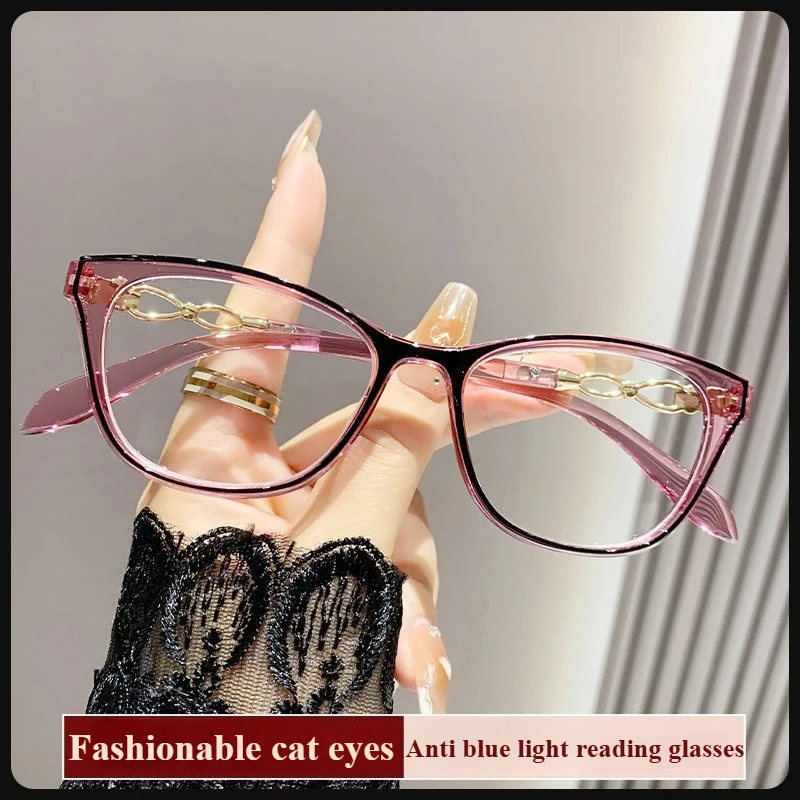 Retro Cat Eye Lesebrille, Lesebrille, künstlerischer Einzellichtrahmen, Anti-Blaulicht-Brille, Damen-Lesebrille