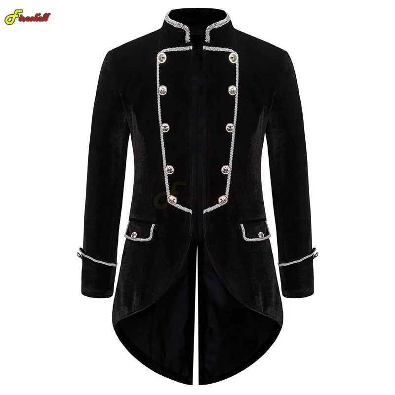 Thời Trung Cổ Nam Vintage Tuxedo Tay Dài Cổ Đứng Thời Phục Hưng Phong Cách Khoa Học Viễn Tưởng Thêu Áo Khoác Halloween Carnival Hoàng Tử Trang Phục