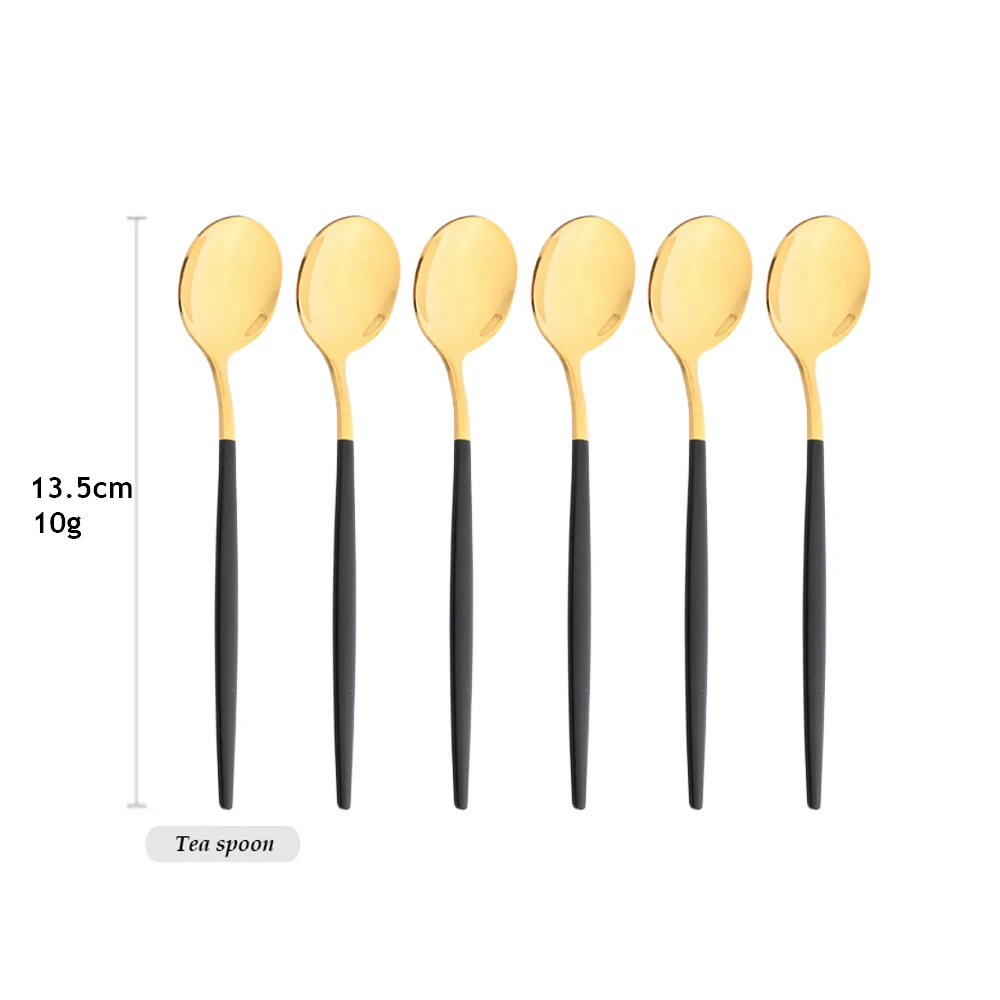 Mirror Blac Gold Tea Spoons Dinnerware Stainless Steel Coffee Small Ice Cream Dessert Spoon Tableware Picnic Kitchen Accessories