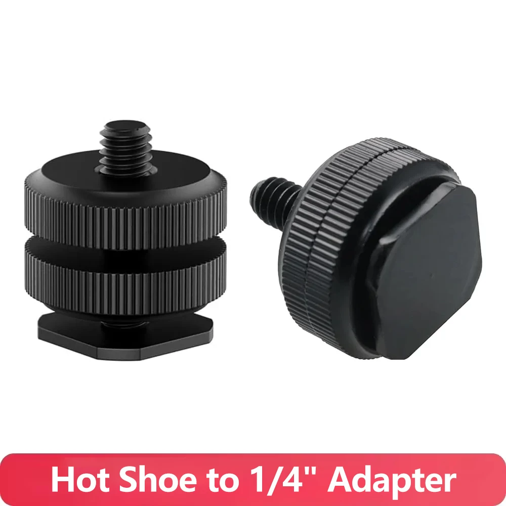 1/4 Hot Shoe Mount Holder Dual Nut Cold Shoe Adapter Bracket For Double-Layer Camera Hot Shoe Adapter Action Camera Accessories