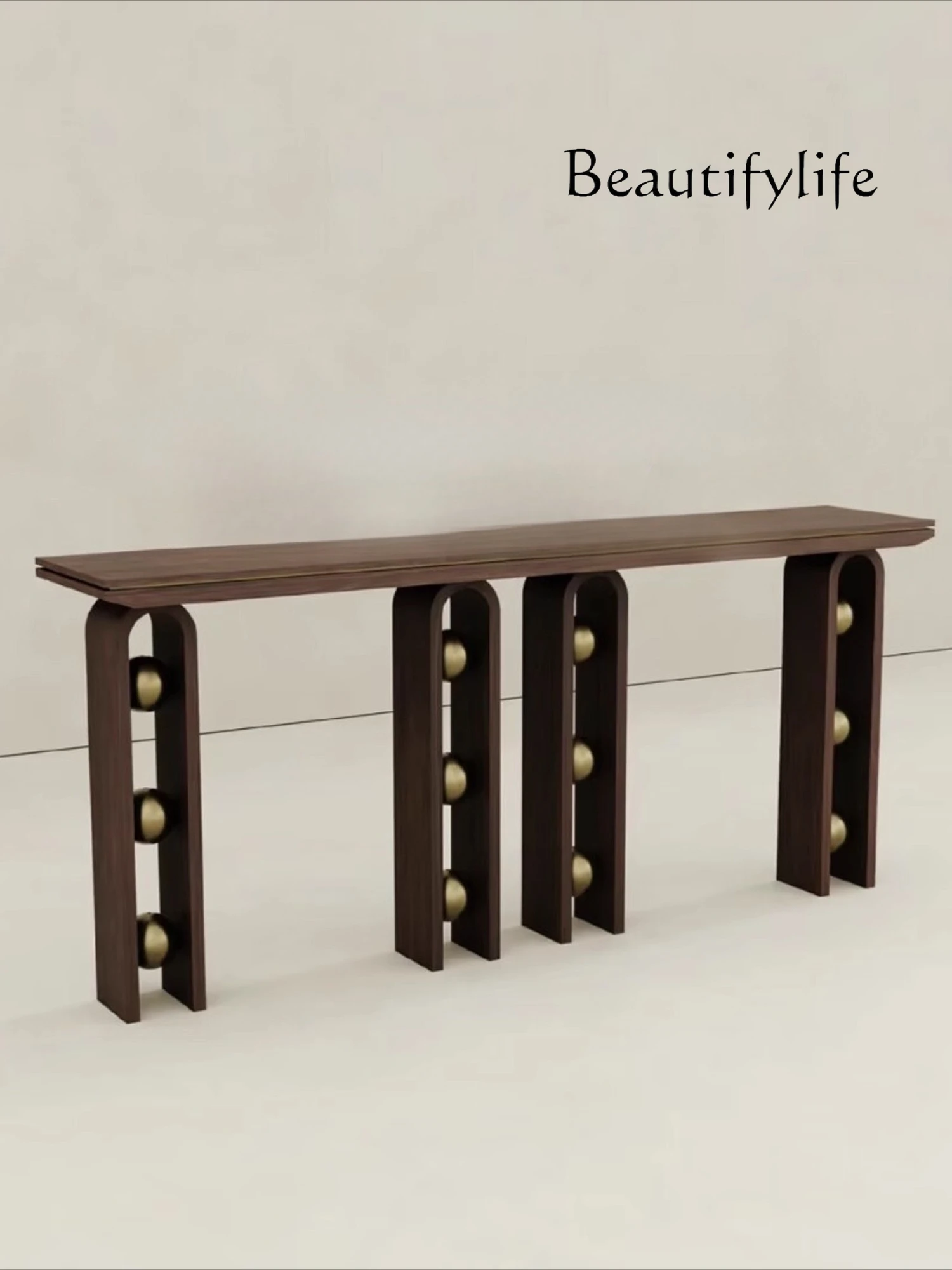 

Medieval French Solid Wood Entrance Table Household Entrance Hall Display Table Black Walnut Decorative Ball Storage Table