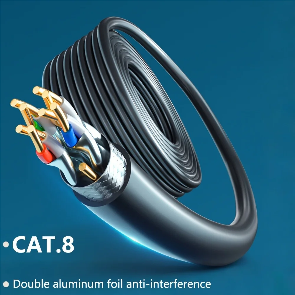 Cat8 Ethernet Cable (40 Gbps, 2000 MHz), RJ45 Cat 8 Network Cable for Router, Modem, LAN Internet