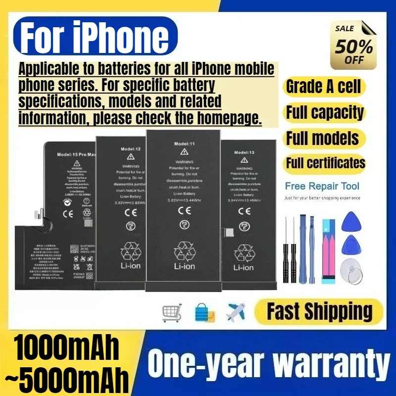 Battery for IPhone 6/7/8/X/XS/XSMax/XR/11/11Pro/11ProMax/12/12mini/12Pro/13/13mini/13Pro/14/14Plus/14Pro Mobile Phone Batteries