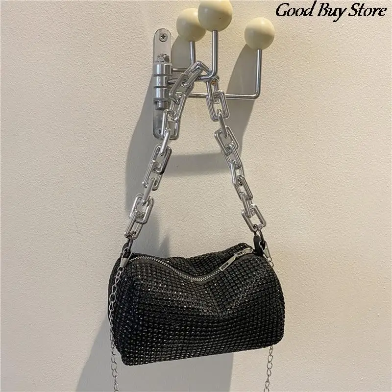 Women Bling Shoulder Bags Rhinestone Evening Handle Clutch Silver Chains Bag Evening Wedding Luxury Wallets Crystal Handbags