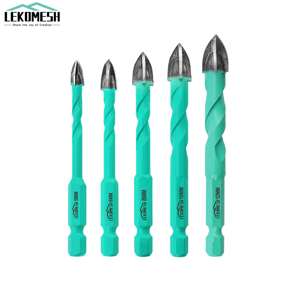 LEKOMESH 5PCS/SET Diab 5/6/8/10/12mm Drill Bit Set Carbide Tipped Hole Saw Woodworking For Plastic Masonry Ceramic Tile