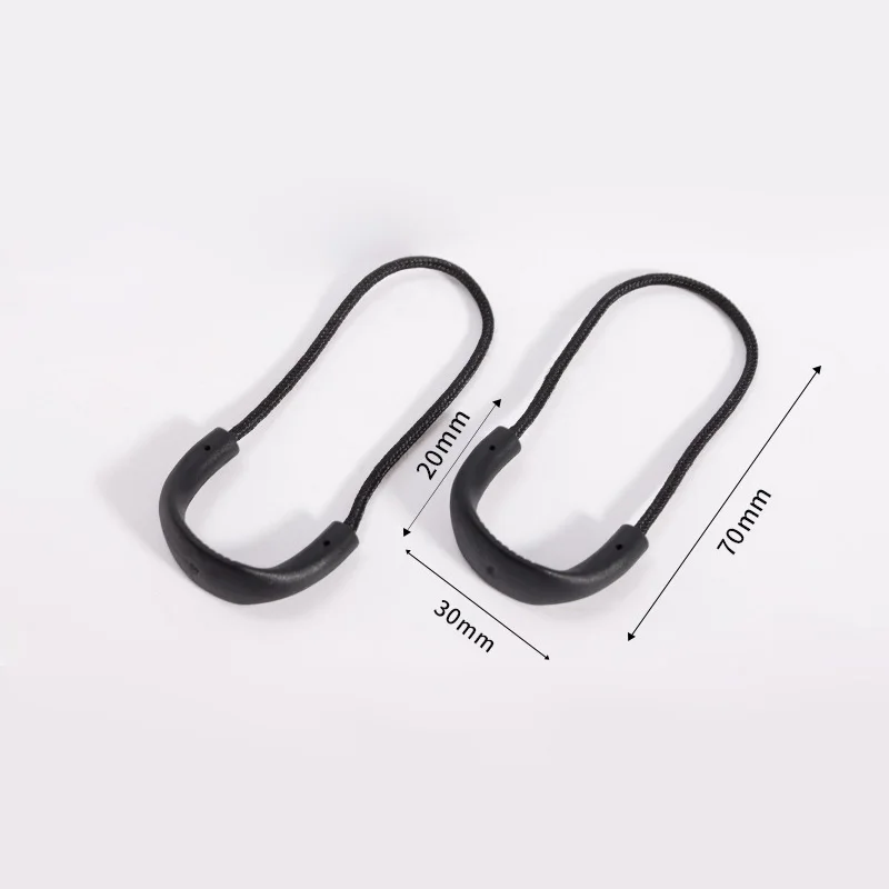 200pcs U Shape Black Cord Zipper Pulls Strap Lariat TPU Buckle Fixer For Luggage Bags Apparel Clothing Accessories
