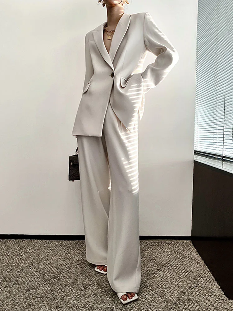 BZVW White Luxury Suit Two Piece Women's 2024 Autumn Temperament Office Lady Fashion Professional Blazer Sets Female 25X3031