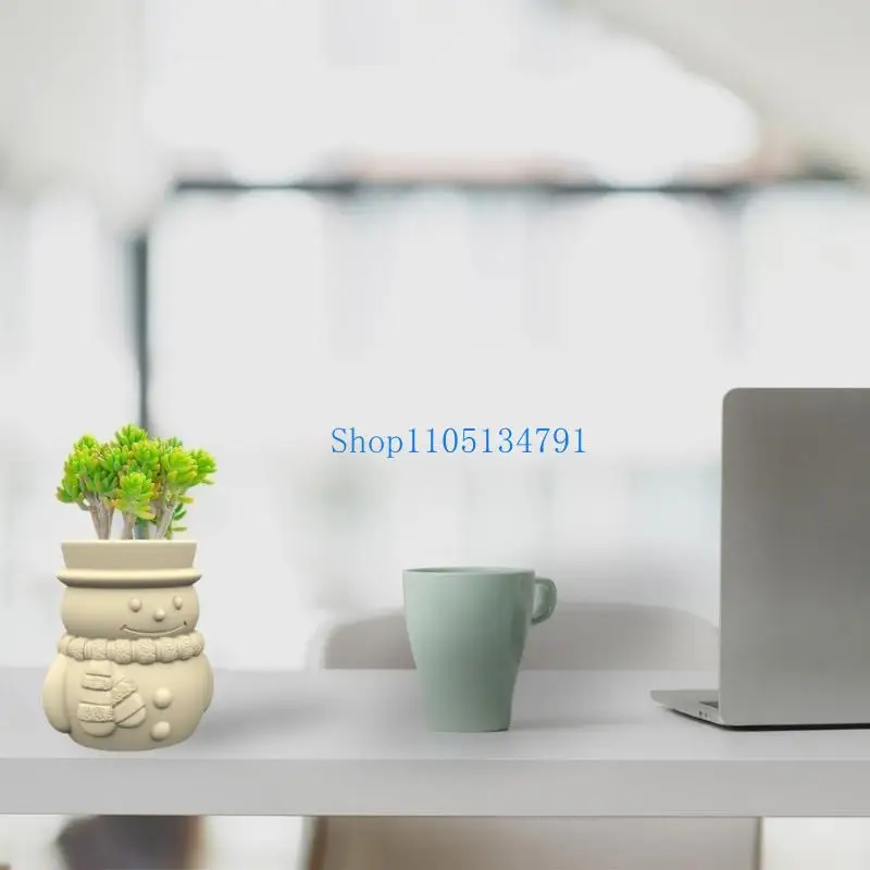 

98km Concrete Silicone Molds Christmas Snowman Planter Mold DIY-Flower Pot Home Decoration Indoor Pot Making Mold