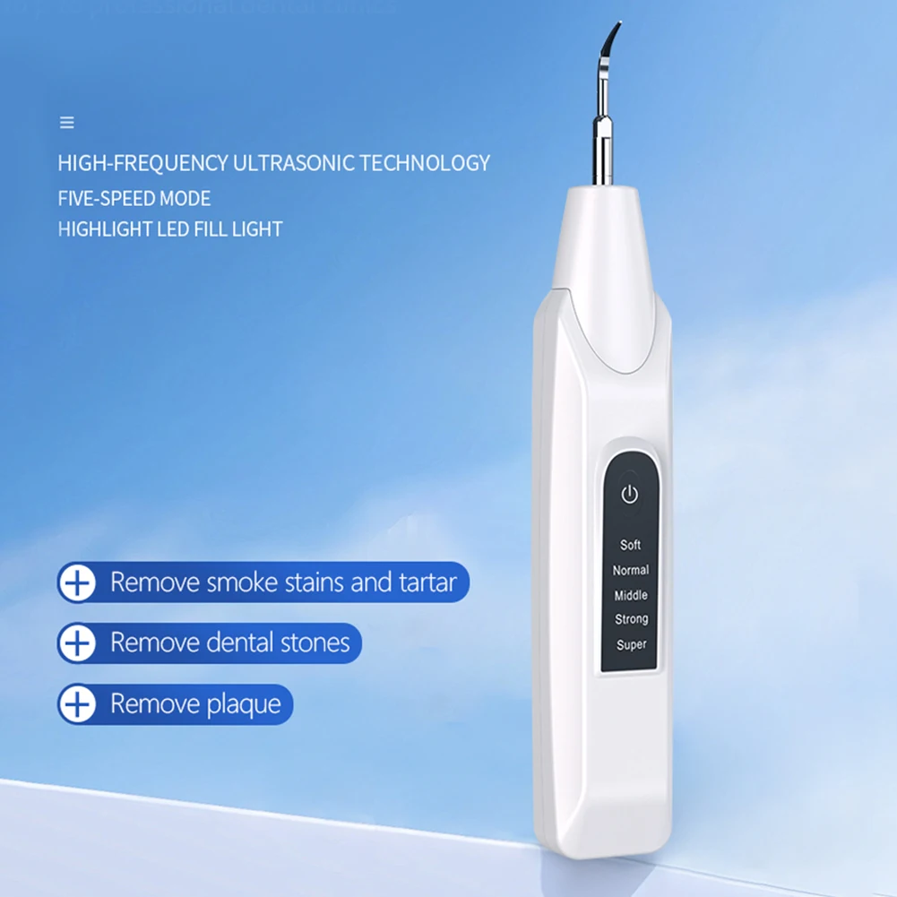 Ultrasonic Dental Scaler Tooth Stain Cleaner USB Plug In Oral Cleaning Tools 5 Modes Electric Tooth Stone Remover for Household