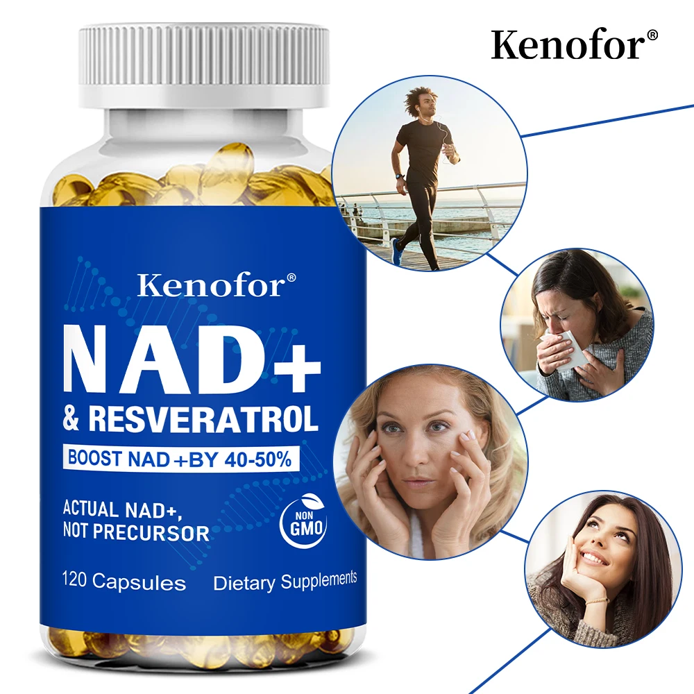 

NAD+ & Resveratrol Complex Capsules with Vitamin B3, Cellular Wellness, Energy & Youthful Skin Support, Regulate Metabolism