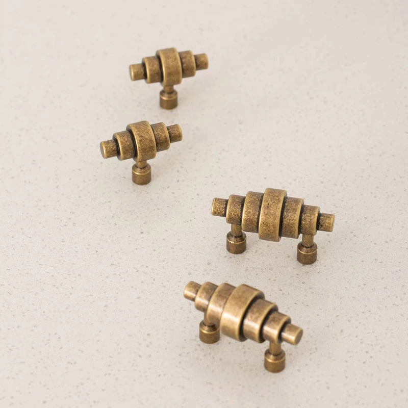 Poignées de meubles en laiton style croissant, accessoires de cuisine vintage pour armoires de chambre et tiroirs à chaussures