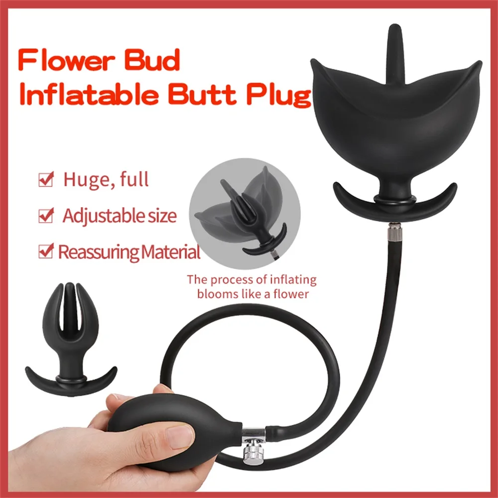 Flower Bud Inflatable Anal Dildo Plug Expandable Butt Plug with Pump Sex Toys for Women Men Anal Dilator Massager Adult Products view 2