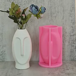 Large Simple Abstract Face Vase Resin Silicone Mold Nordic Style Face Vase Decoration Concrete Gypsum Cement Silicone Mold