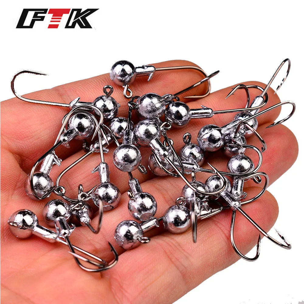 FTK 10Pcs 1-3.5g Crank Jig Head Hook Fishing Hook Head Jig Lure Hard Bait Soft Worm Fishhook Jig Hook For Carp Fishing