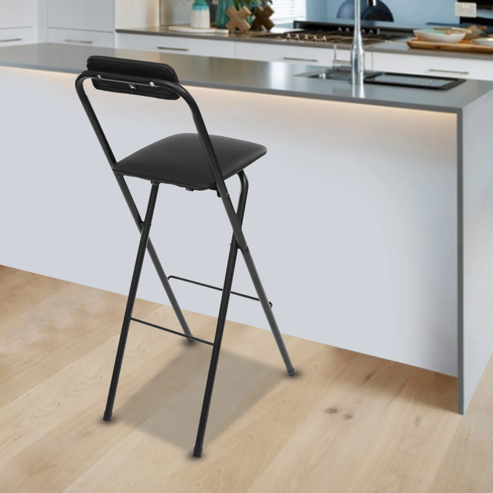 

Foldable Bar Chair, Modern Simple Bar Stool,Tall Folding Chair, Portable Folding Stool with Backrest Stool for Home