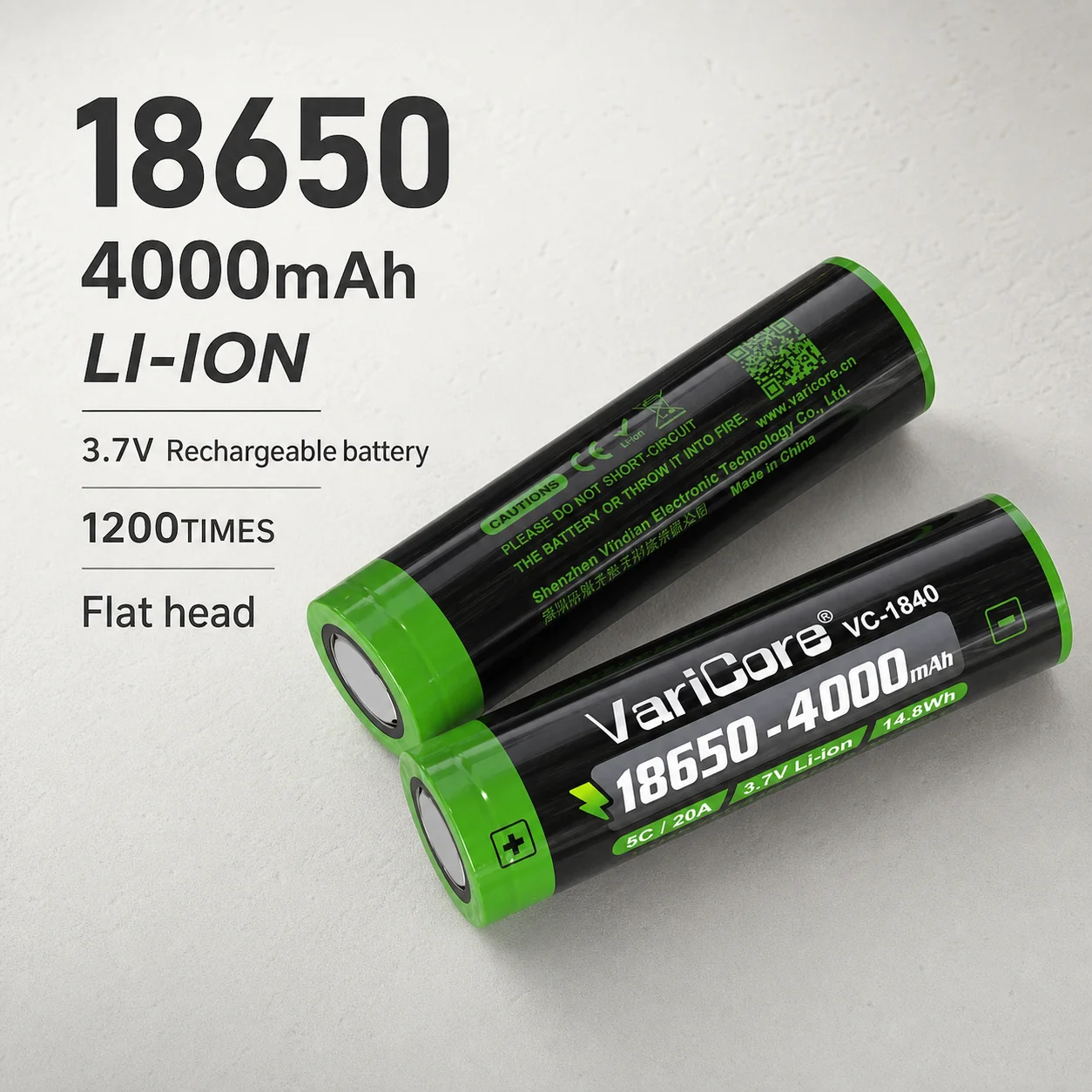 Rechargeable 18650 Lithium-Ion Battery 3.7V 4000mAh Replacement Cell for Flashlight Mining Lamp Camera Remote Control