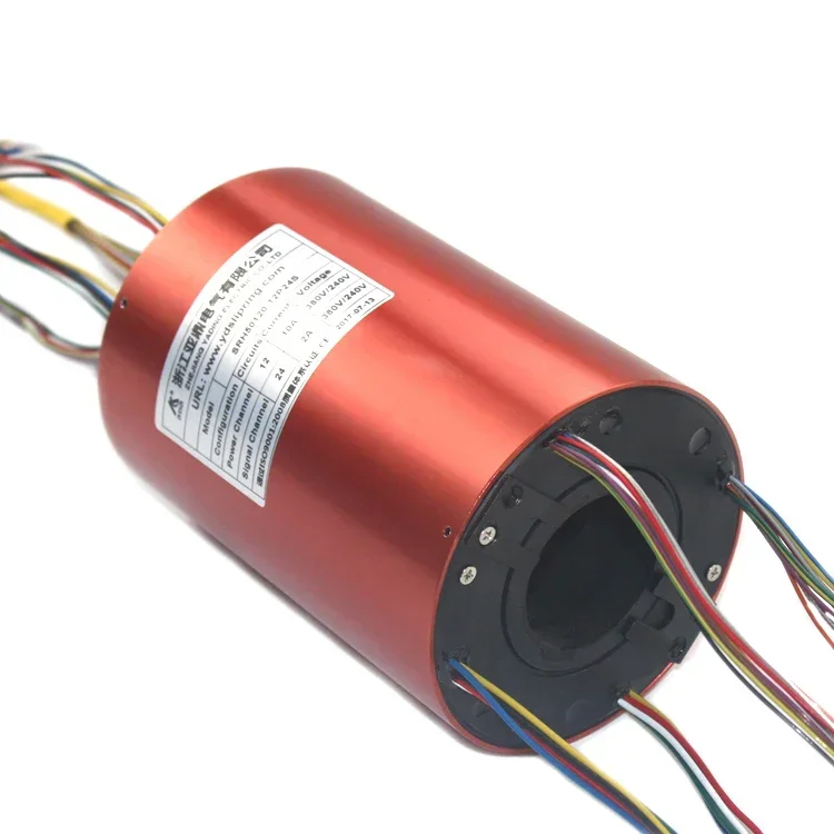 current signal conductive rotating joint through hole slip ring large current hollow shaft brush ring