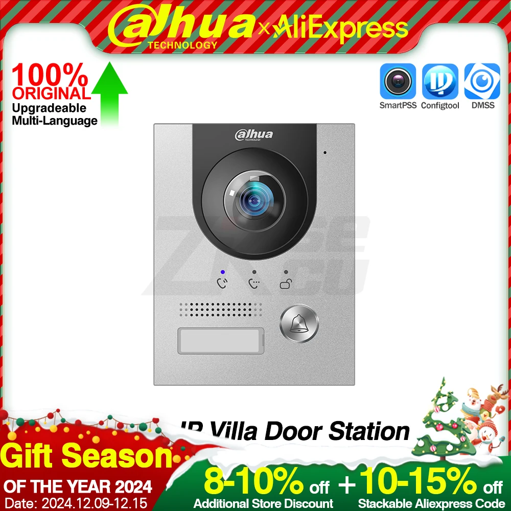 Dahua VTO2202F-P-S2 Doorbell POE 2-wire IP Villa Door Station 2MP Colorful 160° fisheye Camera 2 locks IK07 IP65 Video intercom