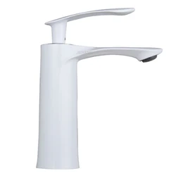 White Bathroom Faucet Cold Hot Water Basin Sink Mixer Tap Maple Leaf Metal Paint Basin Faucets Deck Mounted Single Hole Tapware
