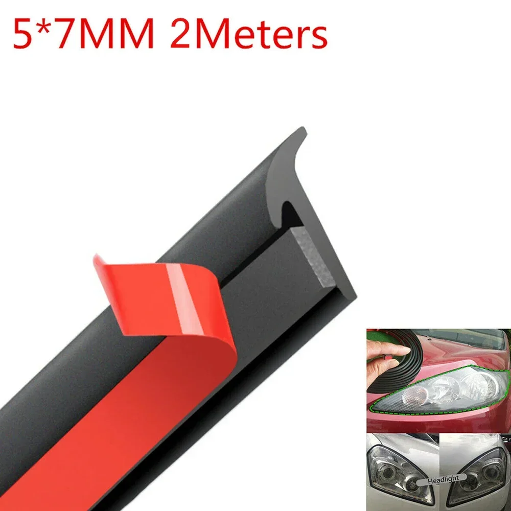 2m Auto T-Type Sealing Strip Car Rubber Decorative Sticker For Auto Edge Trim Bumper Exterior Accessories 5mm*7mm