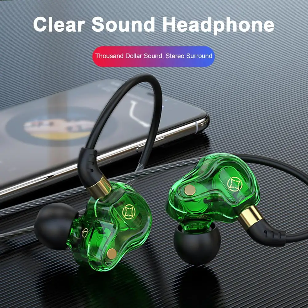 Wired Headphone Quad Core 8MM Dynamic Driver Type-C/3.5mm Plug Earphone with Microphone Heavy Subwoofer Ear-hook Headset for Mus