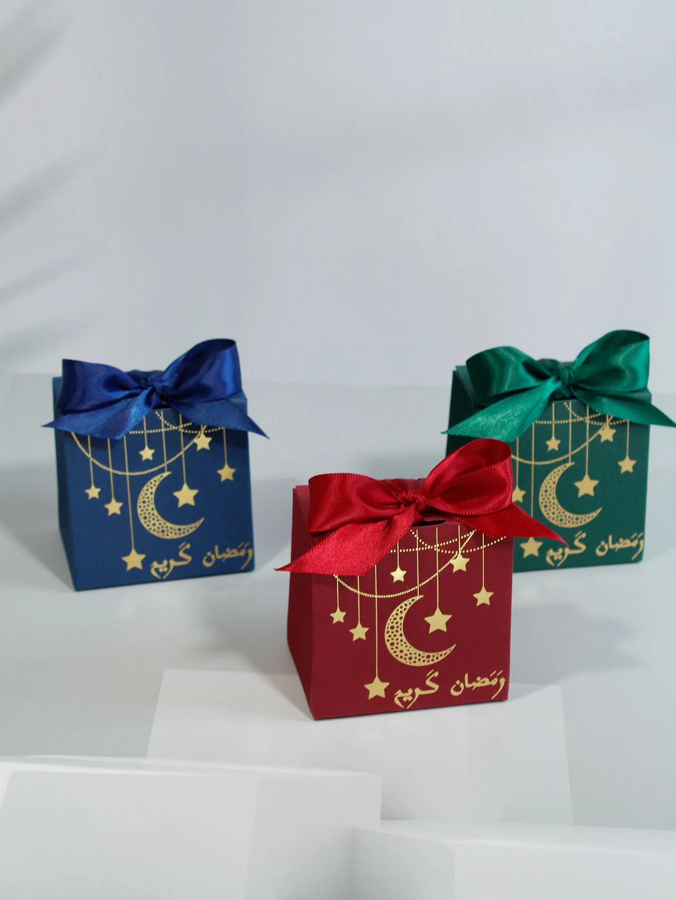 Umrah Mubarak Gift Candy Box Set Green Eid Mubarak Paper BagParty Favor Gift Box Muslim Islamic Party Supplies