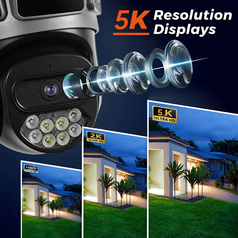 Wistino 10MP Dual Lens Outdoor 5G Wifi Security Camera Night Vision Full Color AI Motion Detection Cctv Camera System