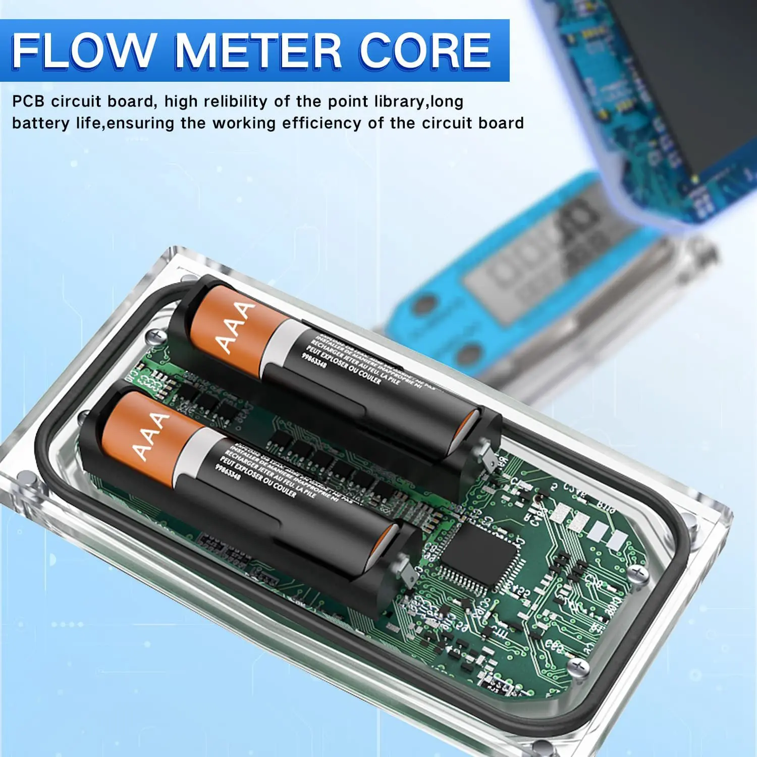 Digital Turbine Water Flow Meter Digital LCD Display with NPT Counter and FNPT Thread Gas Oil Fuel Flowmeter (1 Inch)