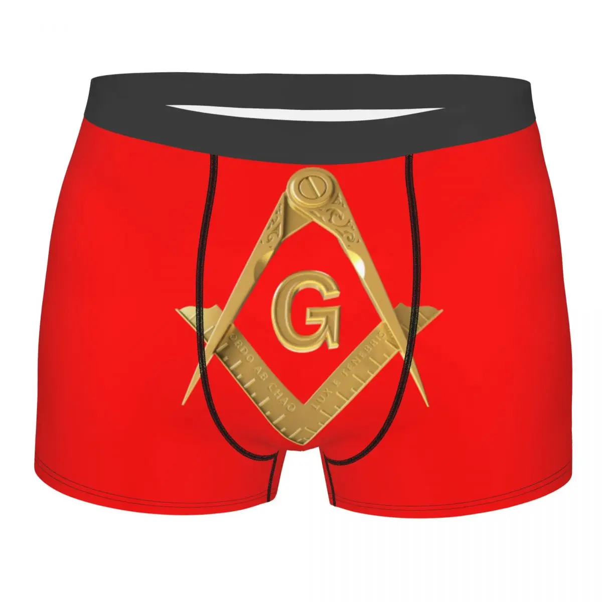 Custom Gold Freemason Logo Underwear Men Breathable Masonic Mason Boxer Briefs Shorts Panties Soft Underpants For Male