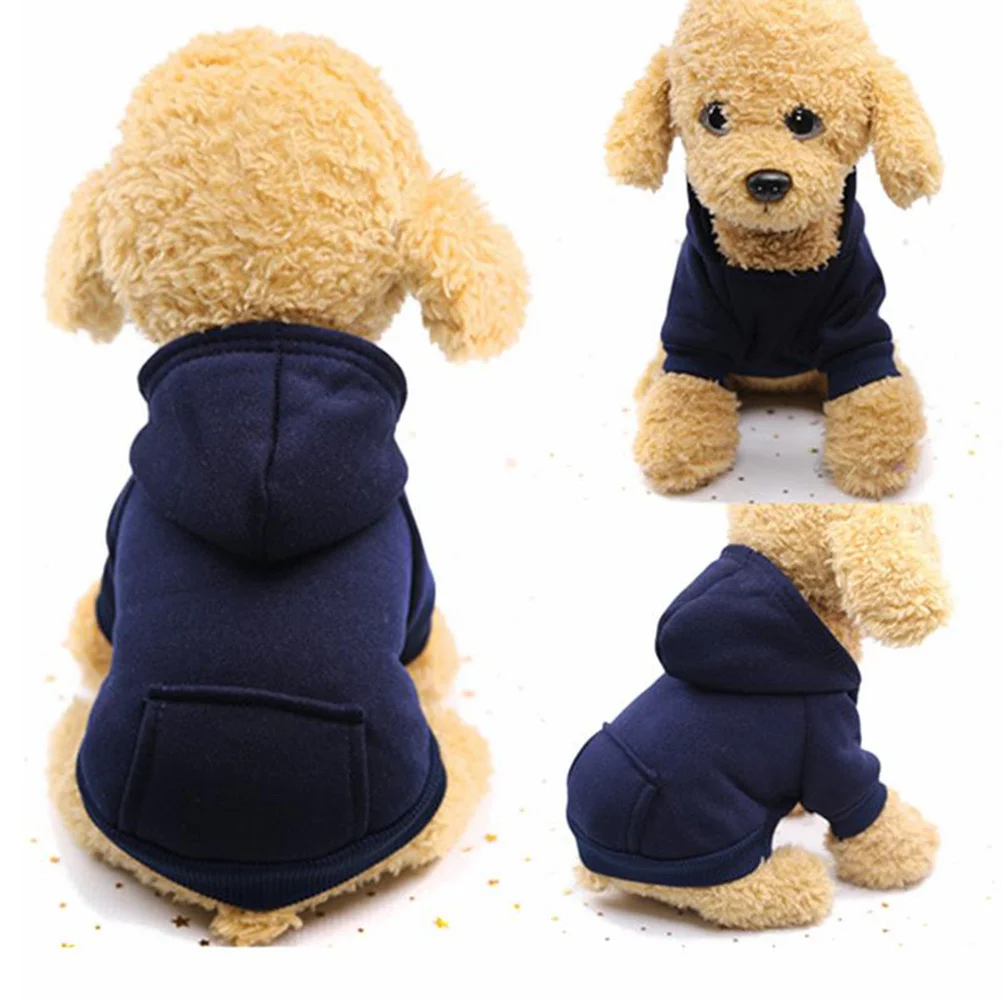 

Pet Hoodie for Dogs Autumn Winter Outfit Size L Navy Comfortable Fit Pet Clothes Dog Warm Costume Daily Wear Dog Costume