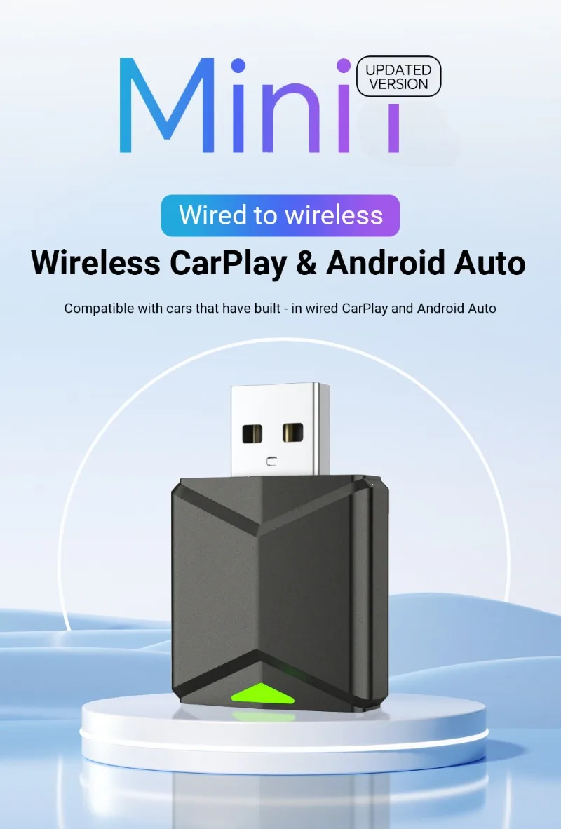 

Проводная и беспроводная коробка CarPlay 2-в-1 Android Auto Автомобильный интеллектуальный модуль соединения автомобильной машины USB Ttpe-C CarPlay и Auto