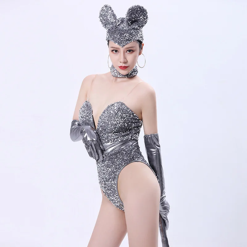 New Sexy Gogo Sequins for Performance Dresses, Female Atmosphere Tour, One Piece Stage Dress