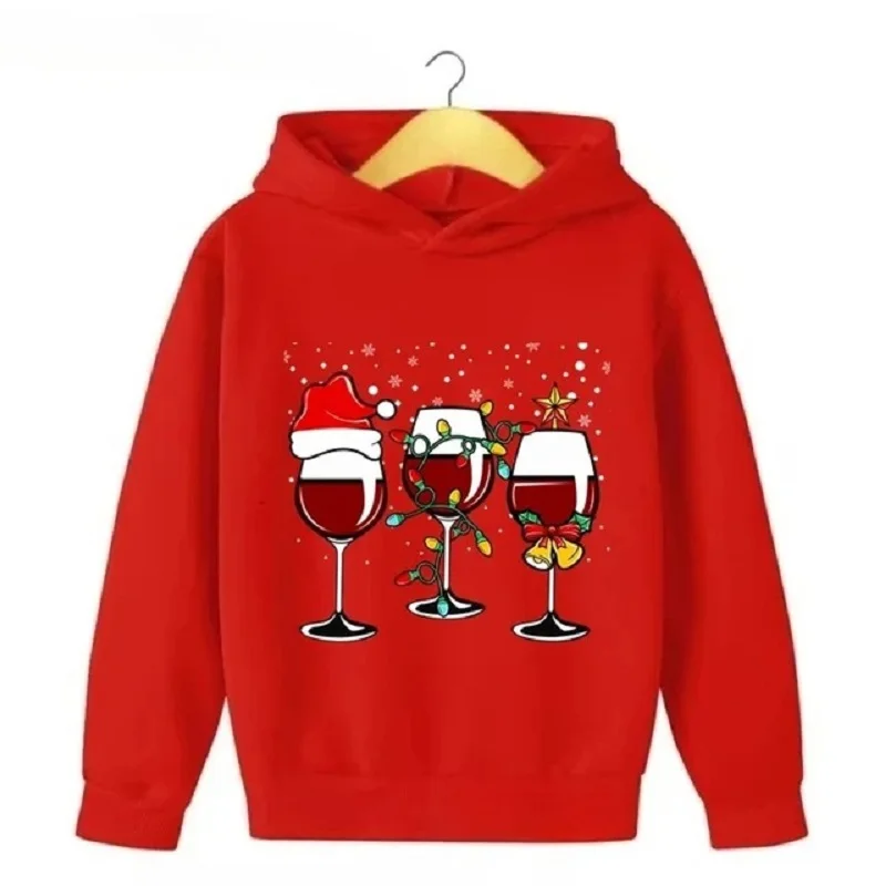 Cartoon Christmas pattern printing cross-border new children's casual fleece hooded sweatshirt