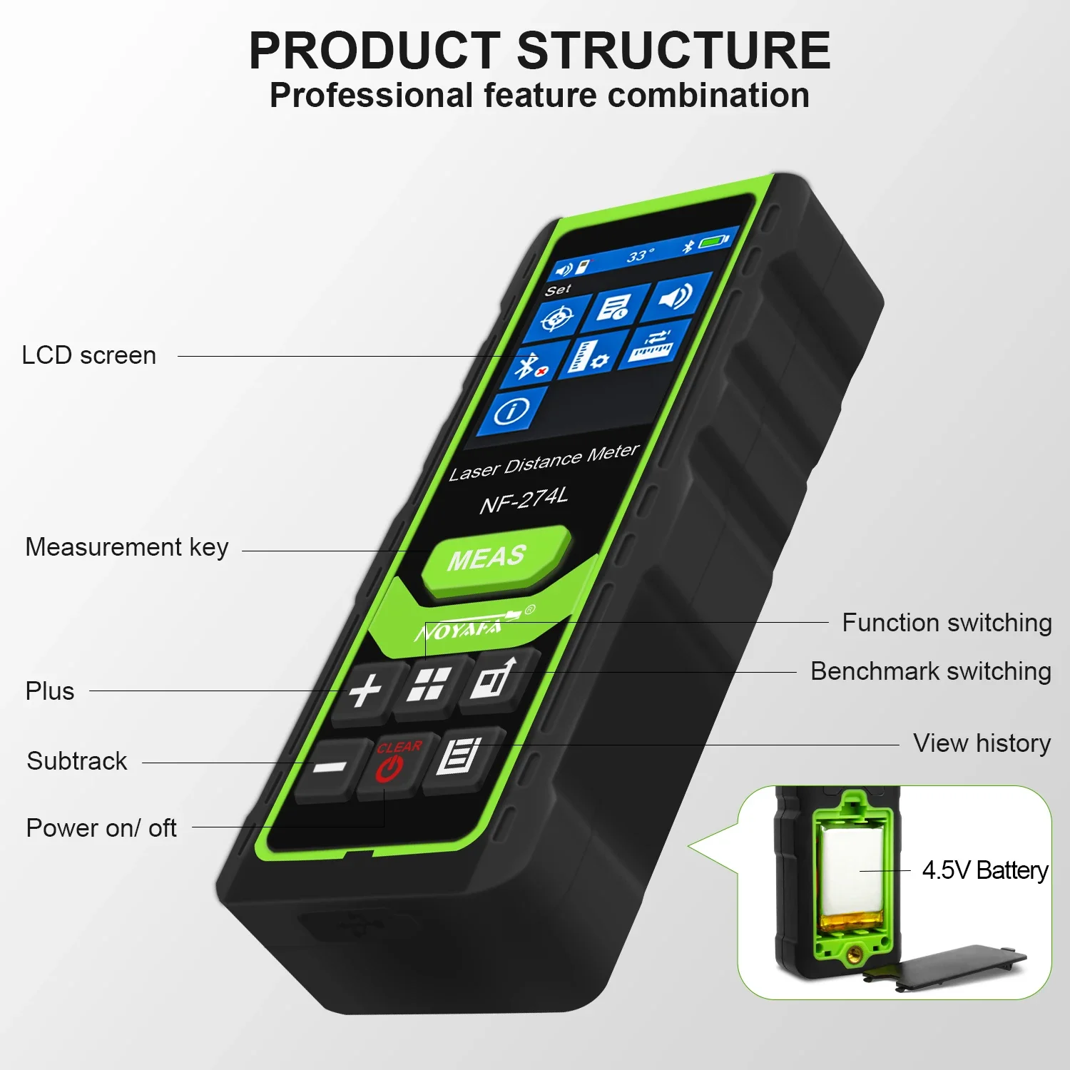 Noahfa digital laser rangefinder green laser handheld distance meter 100m laser distance meter oem