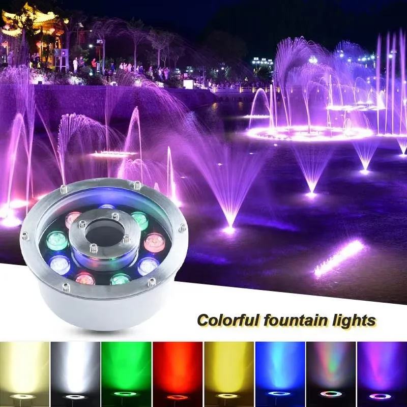 3w 6w 9w 12w 15w 18W Underwater Pond light IP68 White/ Warm White RGB LED fountain light 12V/24V Swimming Pool light