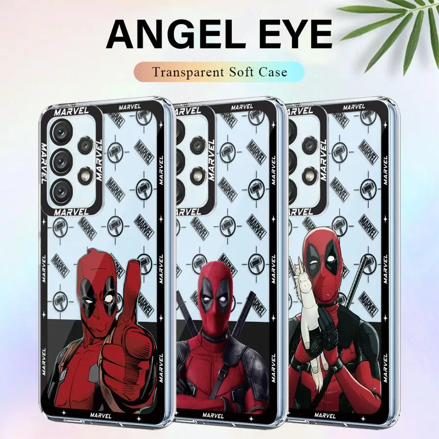 Marvel Cute Deadpool Cover Case for Samsung Galaxy A35 A55A53 A54 A73 A34 A33 A25 A24 A13 A14 A15 Clear Soft Shell