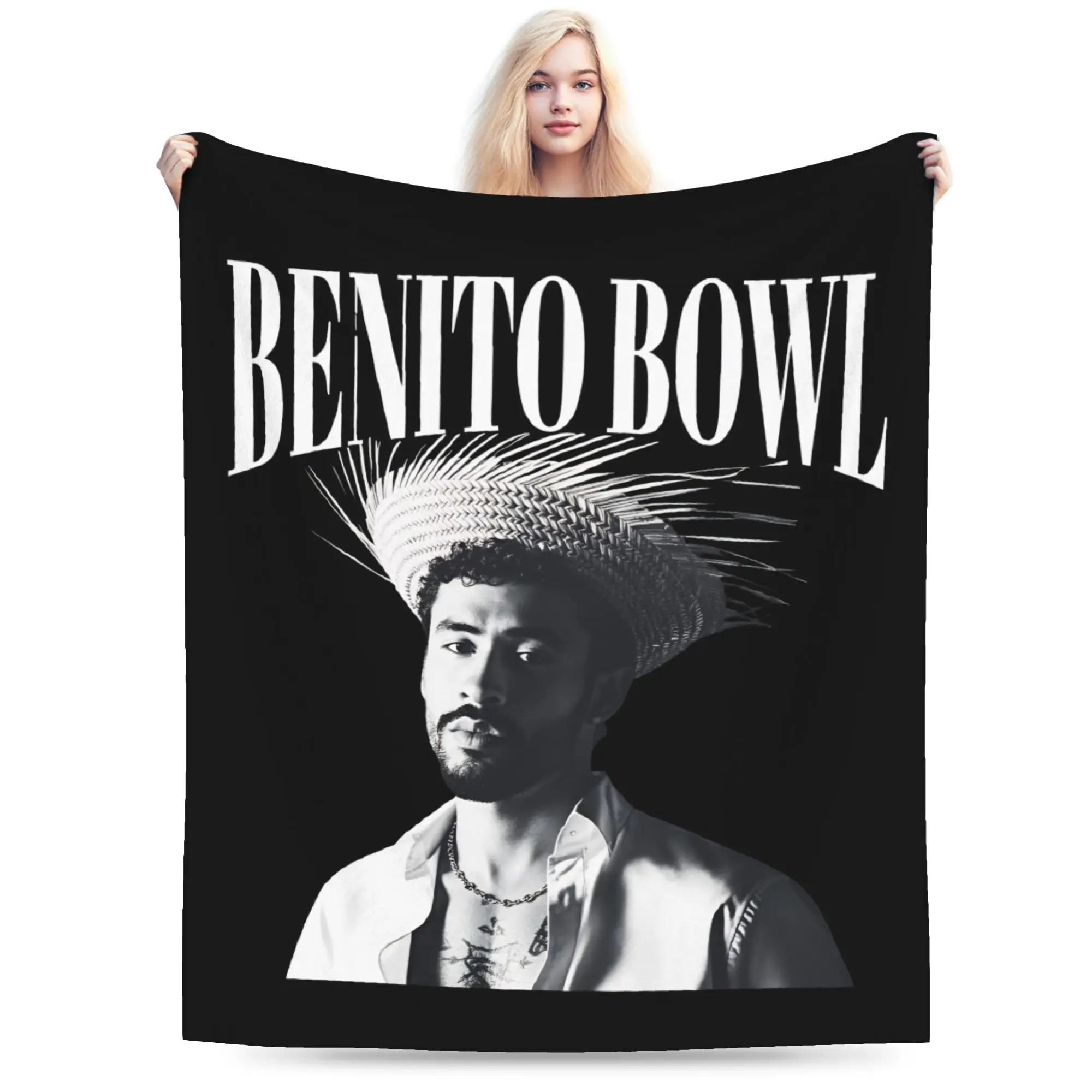 Benito Bowl Puerto Rico Football Blankets Fleece Bad Bunny  Lightweight Throw Blankets for Outdoor Travel Bedroom Quilt