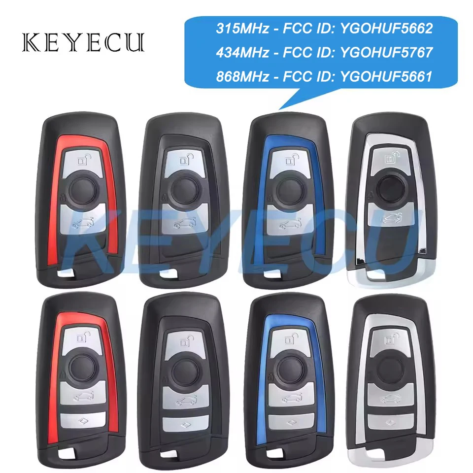 Keyecu لسيارات BMW FEM / BDC CAS4 CAS4 + F 3 5 7 Series X5 X6 F20 F22 F30 مفتاح بعيد ذكي فوب 315 ميجا هرتز 434 ميجا هرتز 868 ميجا هرتز PCF7945 ID49 رقاقة