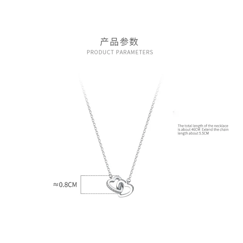 WOOZU 925 Sterling Silver Romantic Simple Shiny Zircon Love Heart Necklace for Women Daily Life Chain Trendy Jewelry Accessories