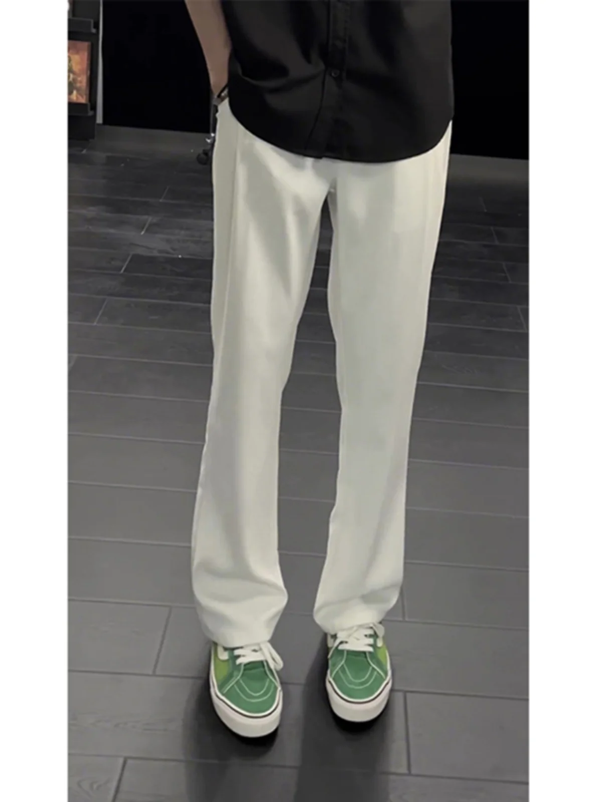 

Мужские брюки из ледяного шелка прямого кроя в американском стиле, зауженные к низу, белые, повседневные, летние, для подростков