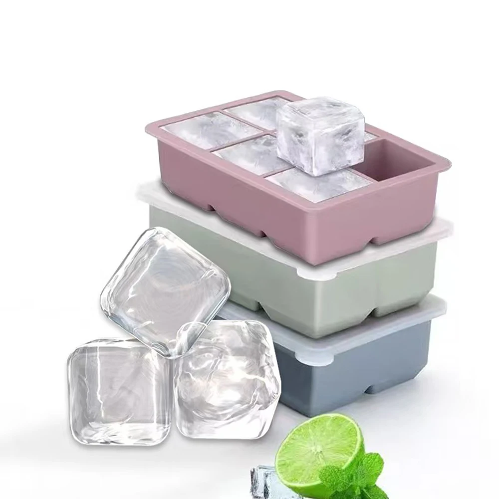 1 Home 6 Grid Ice Cube Mold With Cover, Food Grade Silicone Ice Tray, Daily Homemade Ice Box Mold, Suitable For Drinks, Alcohol