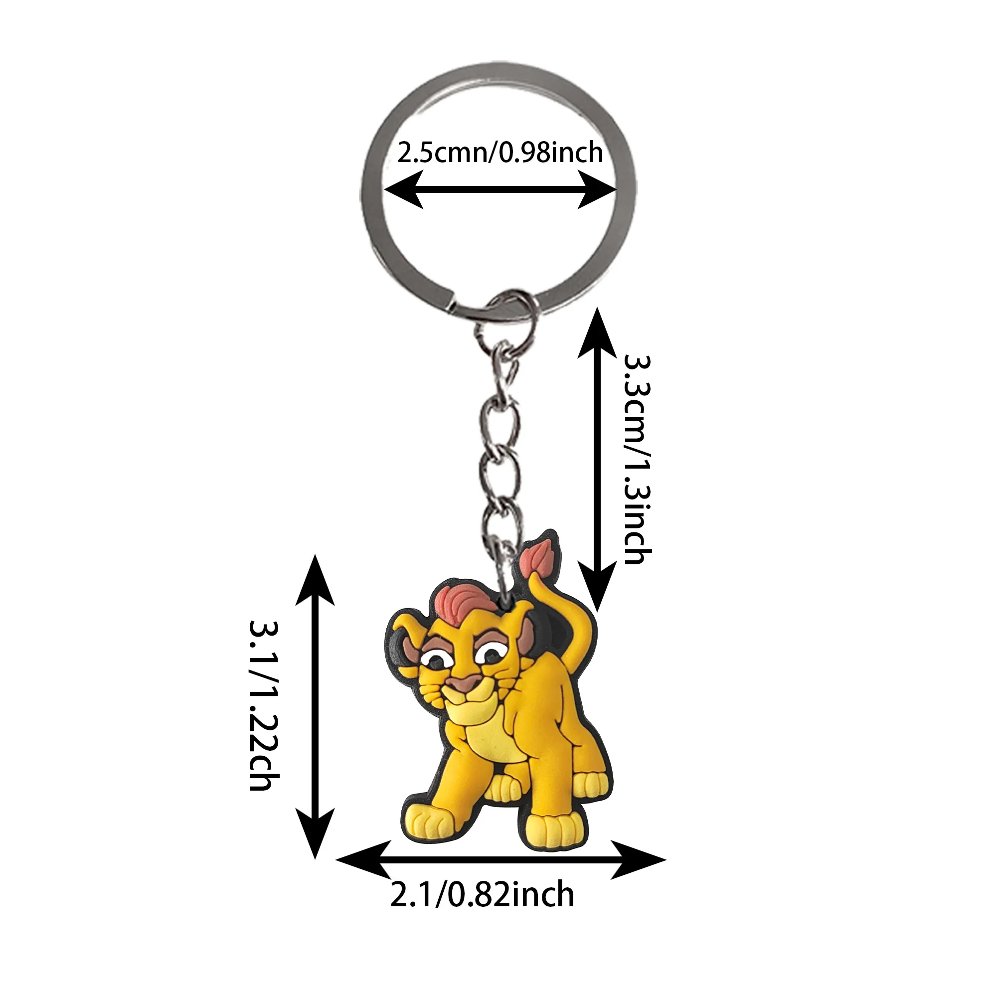 1-12 قطعة الكرتون Miniso ديزني الأسد الملك سيمبا حقيبة بولي كلوريد الفينيل سيارة حلقة رئيسية سلاسل مفتاح حامل مفتاح فوب مفتاح العلامات ملحقات الحقائب اليدوية
