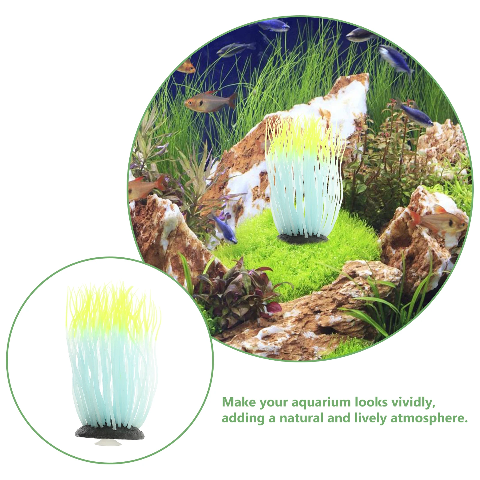 

Glow in Dark Silicone Sea Anemone Decoration Realistic Aquarium nament Fish Tank Landscape Home Decor Pet Supplies