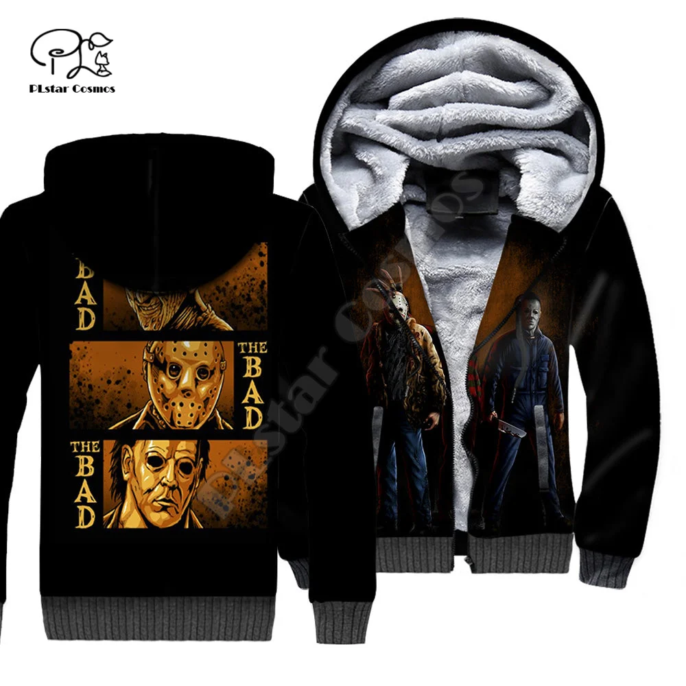 Disfraz de la película de Terror de Halloween para hombre y mujer, Sudadera con capucha divertida con estampado de Michael Myers, Jason 3D, abrigo cálido de lana para otoño e invierno, X1