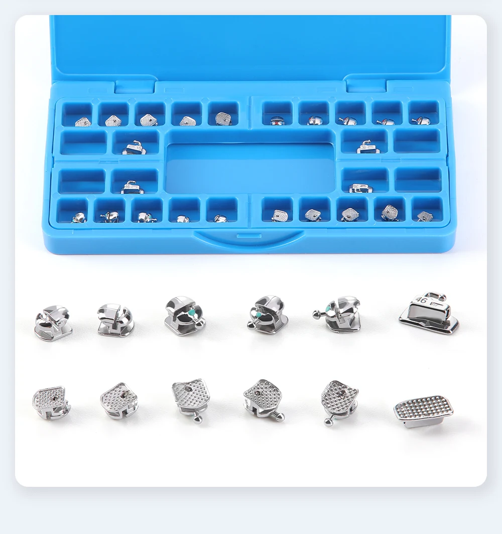 AZDENT Zahnärztliche Kieferorthopädische Selbstligierende Monoblock-Brackets Roth MBT 0.022 mit Haken 345 und Bukkalröhrchen für die Zahnmedizin – Detail 13