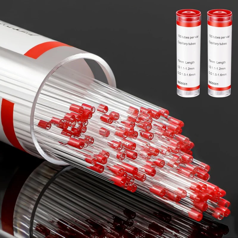 100/200 Pcs Glass Capillary Tubes 75 mm Micro Pipette Capillary Transfer Tube with 1.1 ID and 1.5 OD for Lab TLC Spotting
