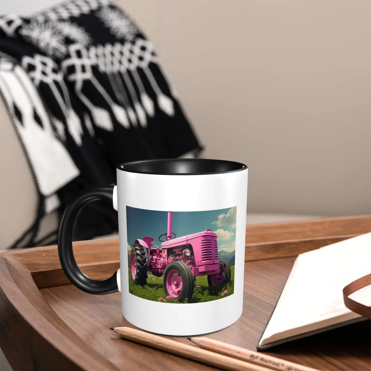 Pink Vintage Tractor Mug Funny Ceramic Coffee Cups Tea Mugs Milk Cup Drinkware Gifts for Friends